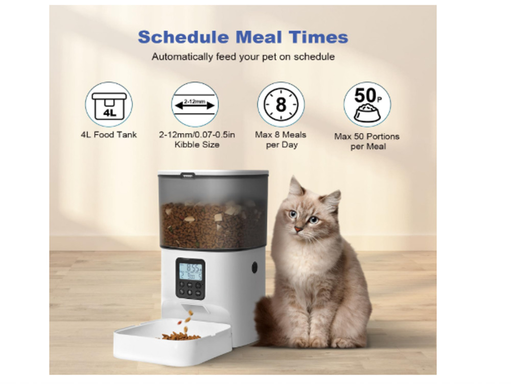 Automatic Cat Feeder Timed Dog & Cat Food Dispenser with 10s Voice Recorder GUC